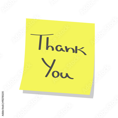 Yellow sticky note with the word "Thank You" handwritten in black ink
