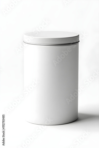 Wallpaper Mural Elegant Matte White Metal Tea Canister on a Minimalist White Background Torontodigital.ca