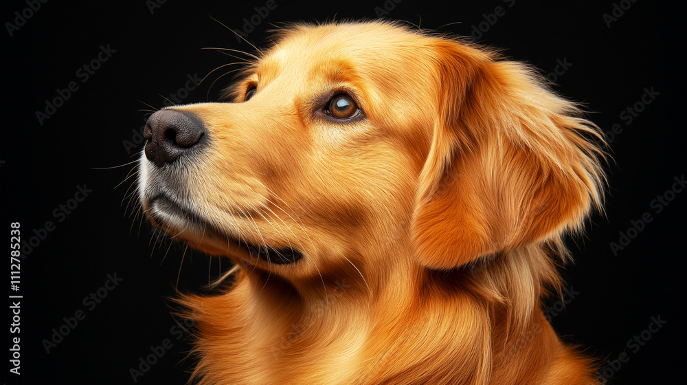 Portrait of a golden retriever with an intelligent look on a black background Portrait of a golden retriever with an intelligent look on a black background