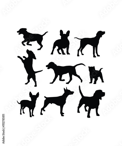 Dog Behavior Silhouette Set, Victor art illustration.