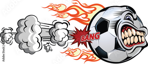 Angry soccer ball on flame