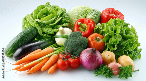 Fresh and Colorful Variety of Vegetables on Display Carrots, Cabbage, Lettuce and More