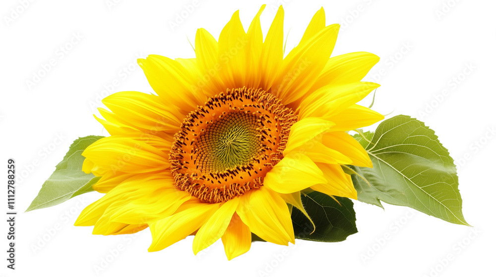 Naklejka premium A Beautiful sunflower isolated on Transparent PNG format Background.