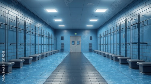 equipment for bodybuilding and fitness in a school locker room 3d illustratio