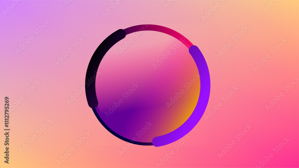 Transparent circle lens over pinkish orange background Transparent circle lens over pinkish orange background