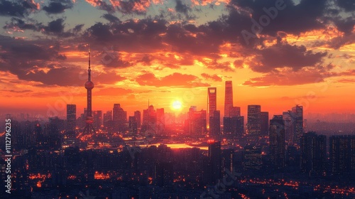 Wallpaper Mural Sunrise over the Majestic Skyline of a Modern Metropolis Torontodigital.ca