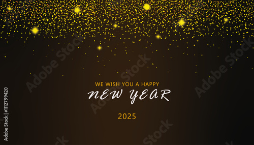 Happy New Year 20252025 - Banner to celebrate the New Year in , 2025, party, gold, eve, celebrate, card, sparkler, luxury, banner,  French and English text, translation: Happy new year 