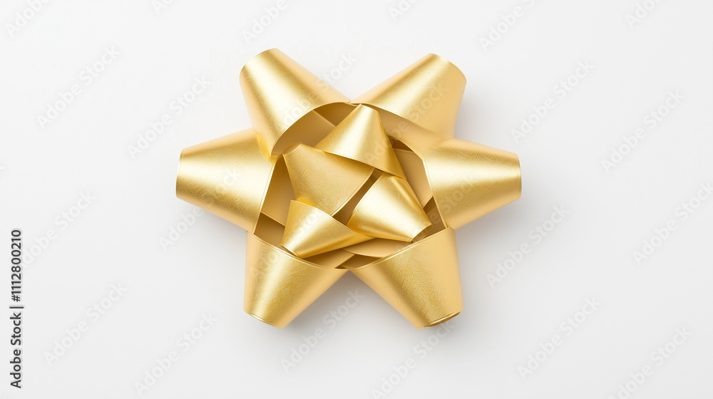 Golden gift bow with shiny ribbon loops Golden gift bow with shiny ribbon loops