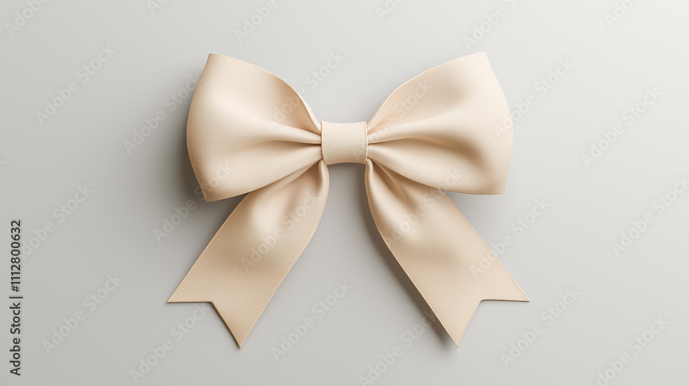 Beige gift bow with textured ribbon loops Beige gift bow with textured ribbon loops