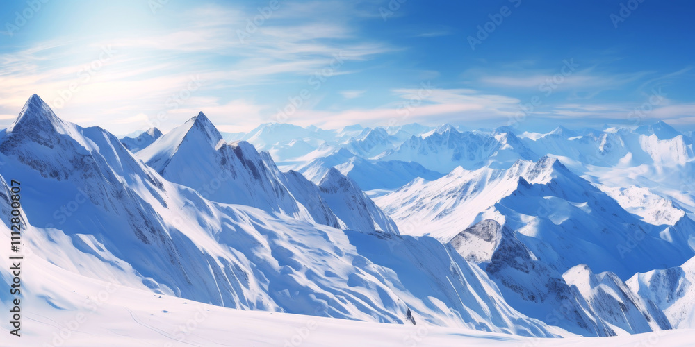 Obraz premium snow-capped mountain peaks Generative AI