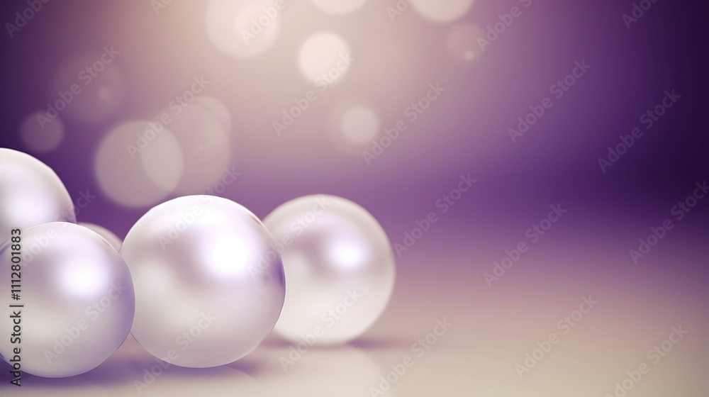 Smooth Pearlescent Spheres on Purple Background Smooth Pearlescent Spheres on Purple Background