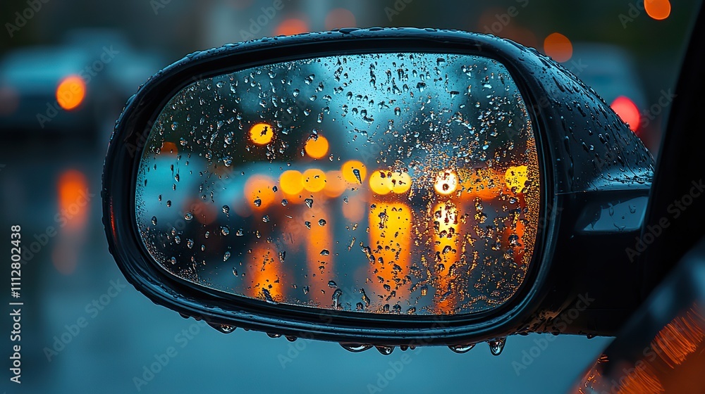 in bad weather raindrops on the side mirror of an automobile decrease visibilit in bad weather raindrops on the side mirror of an automobile decrease visibilit
