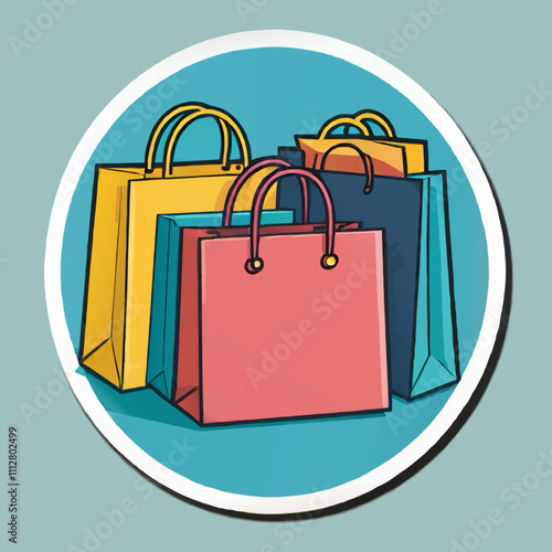 set of shopping bags ornament sticker