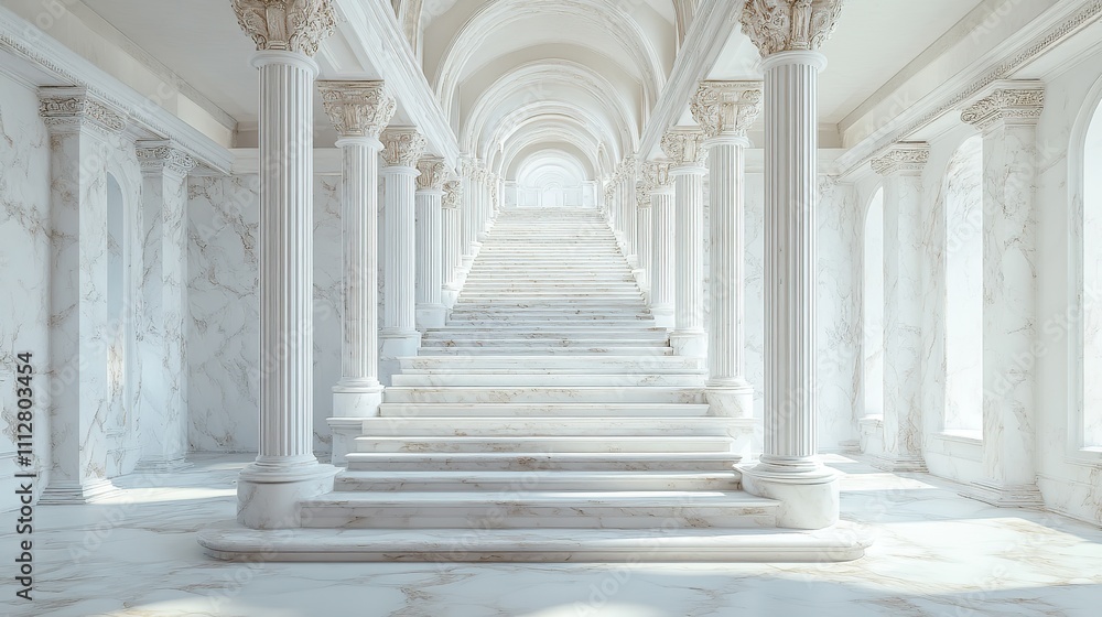 interior marble stairs with pillars and columns in a palace castle or theater set against a white backdrop 3d renderin interior marble stairs with pillars and columns in a palace castle or theater set against a white backdrop 3d renderin