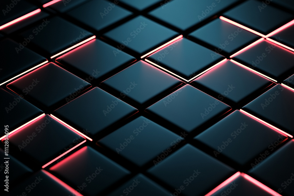 Naklejka premium Photo of black cubes with a red glow