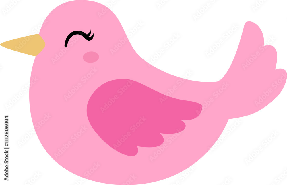 Cute pink bird flat vector icon.Transparent background. Cute pink bird flat vector icon.Transparent background.