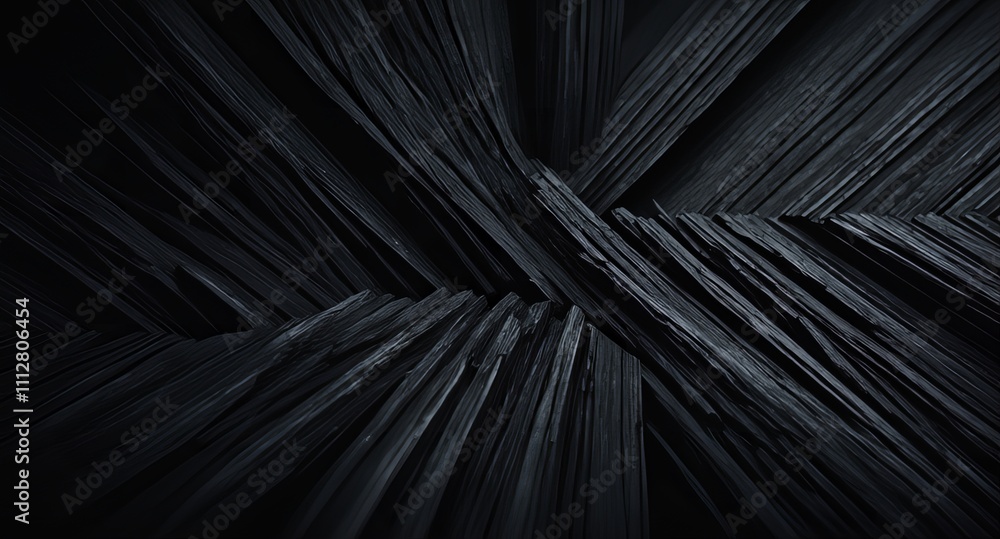 Obraz premium Abstract Black Textured Surface with Sharp Striations