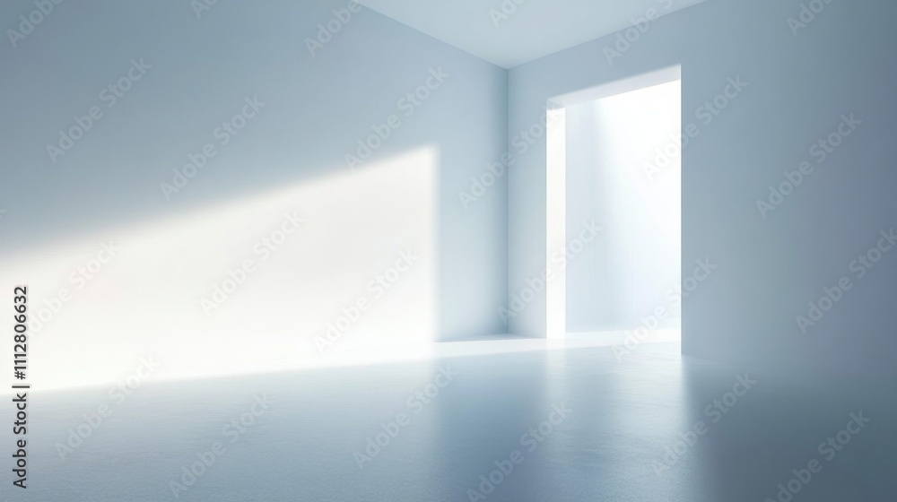 Bright Minimalist Room with Open Door and Soft Natural Light Bright Minimalist Room with Open Door and Soft Natural Light