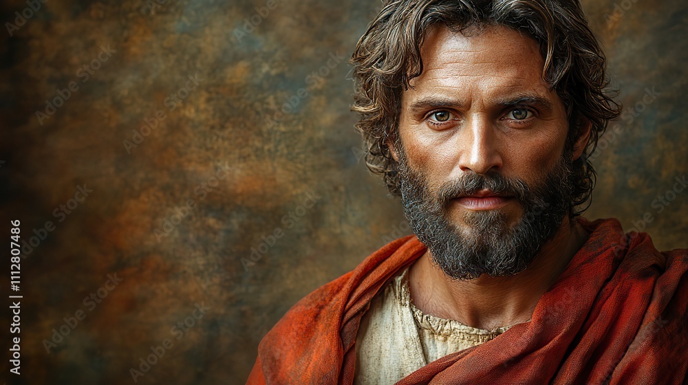 jesus christ in front of an old wall with copy space for text jesus christ in front of an old wall with copy space for text
