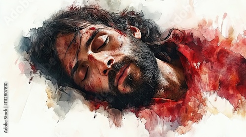 jesus christ is laid in the tomb watercolor digital painting