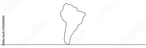 Continuous line drawing South America. World map continent line symbol. Vector illustration isolated on white.