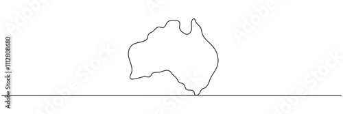 Continuous line drawing Australia. World map continent line symbol. Vector illustration isolated on white.