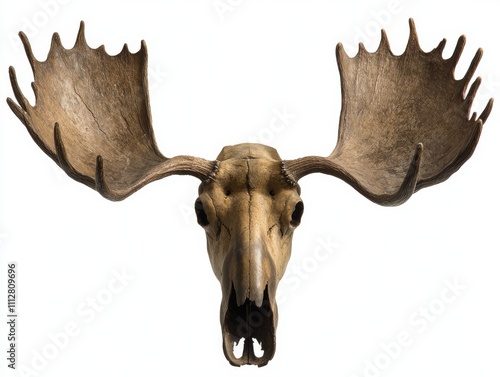 Moose horns and skull on a white background, Moose horns on a white background, stock file. photo