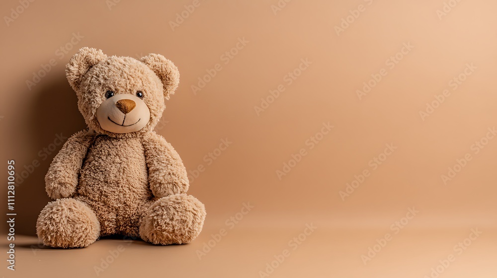 A teddy bear on a plain brown background A teddy bear on a plain brown background