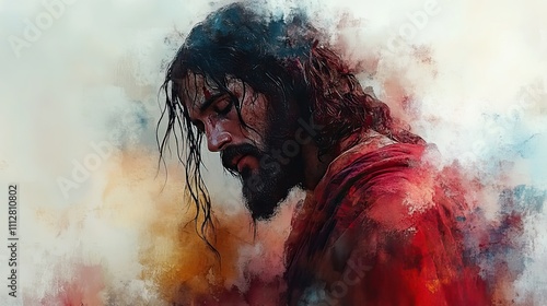 jesus is condemned to death digital watercolor painting