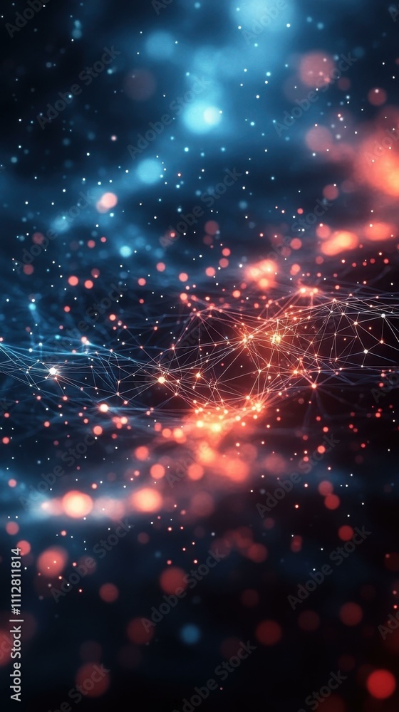 The Striking visuals Intricate web-like design floating in dark space highlighting connectivity through nodes and lines The Striking visuals Intricate web-like design floating in dark space highlighting connectivity through nodes and lines