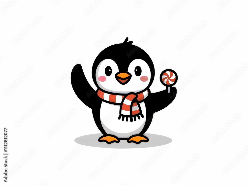 AI Generated Cheerful Penguin Illustration: Winter Fun with candy đ AI Generated Cheerful Penguin Illustration: Winter Fun with candy đ