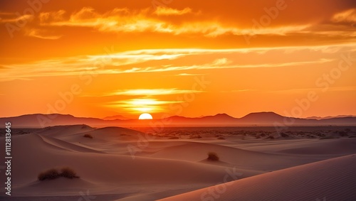 Fototapeta Naklejka Na Ścianę i Meble -  Beautiful sunset in the desert near Ica