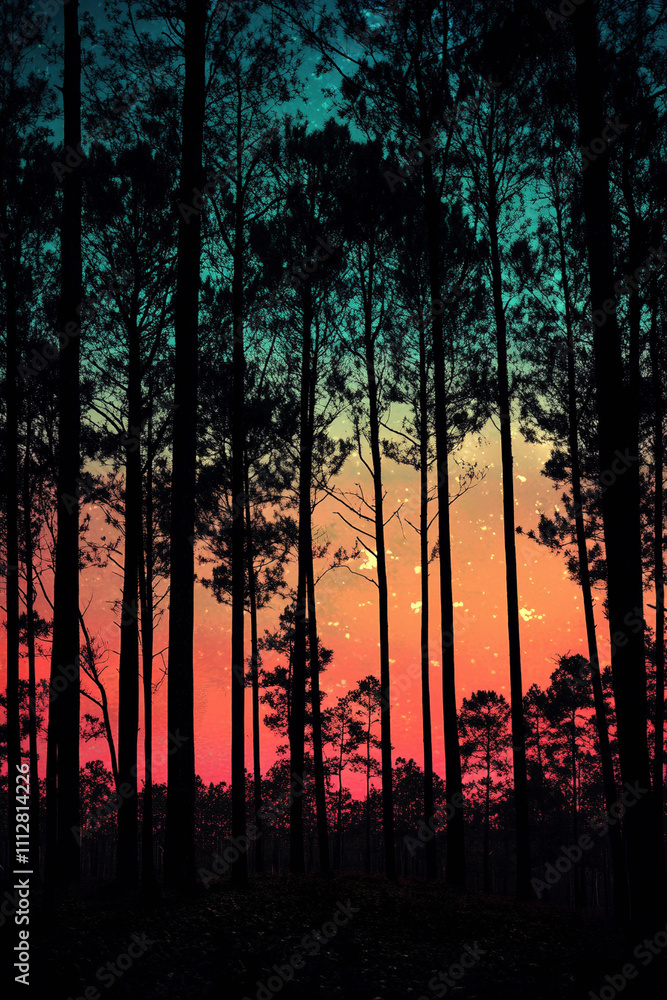 sunset in the forest sunset in the forest