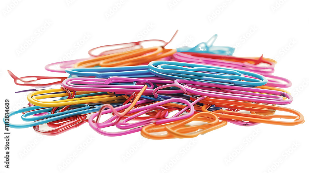 Set of multicolored paper clips in a small pile, isolated on white, cut out Set of multicolored paper clips in a small pile, isolated on white, cut out