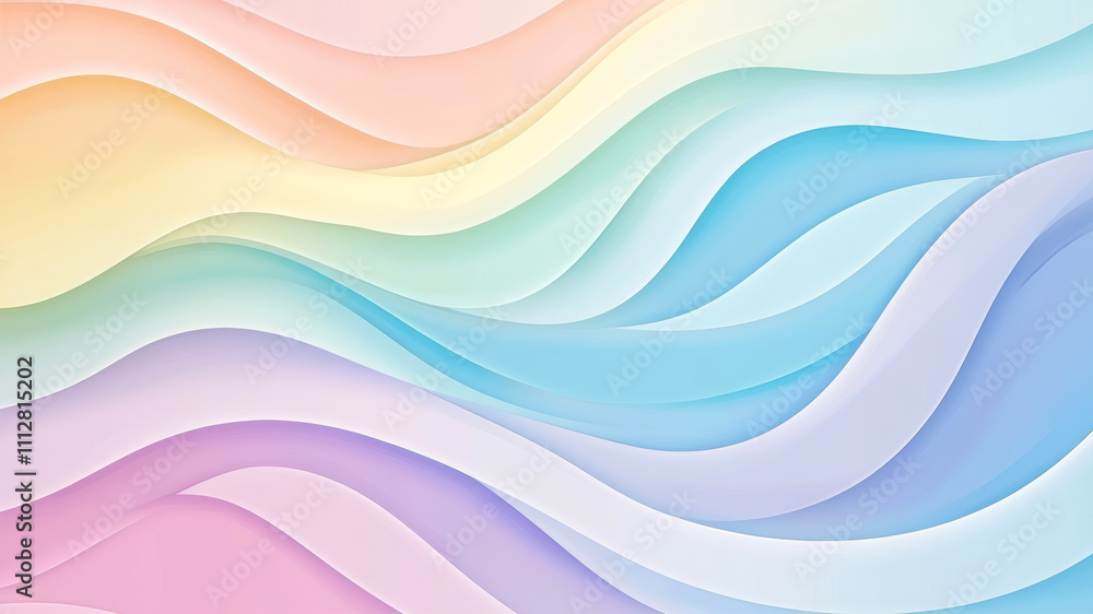 Fototapeta premium Soft Waves of Pastel Colors Create a Serene Gradient Background for Creative Inspiration