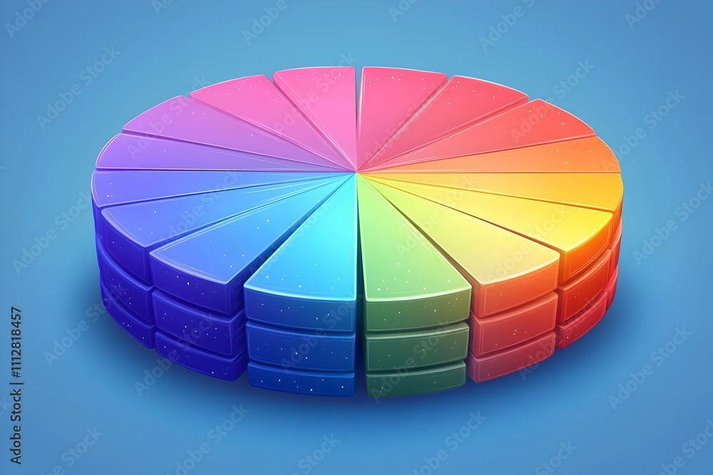 Fototapeta premium Colorful circular segmented 3D chart.