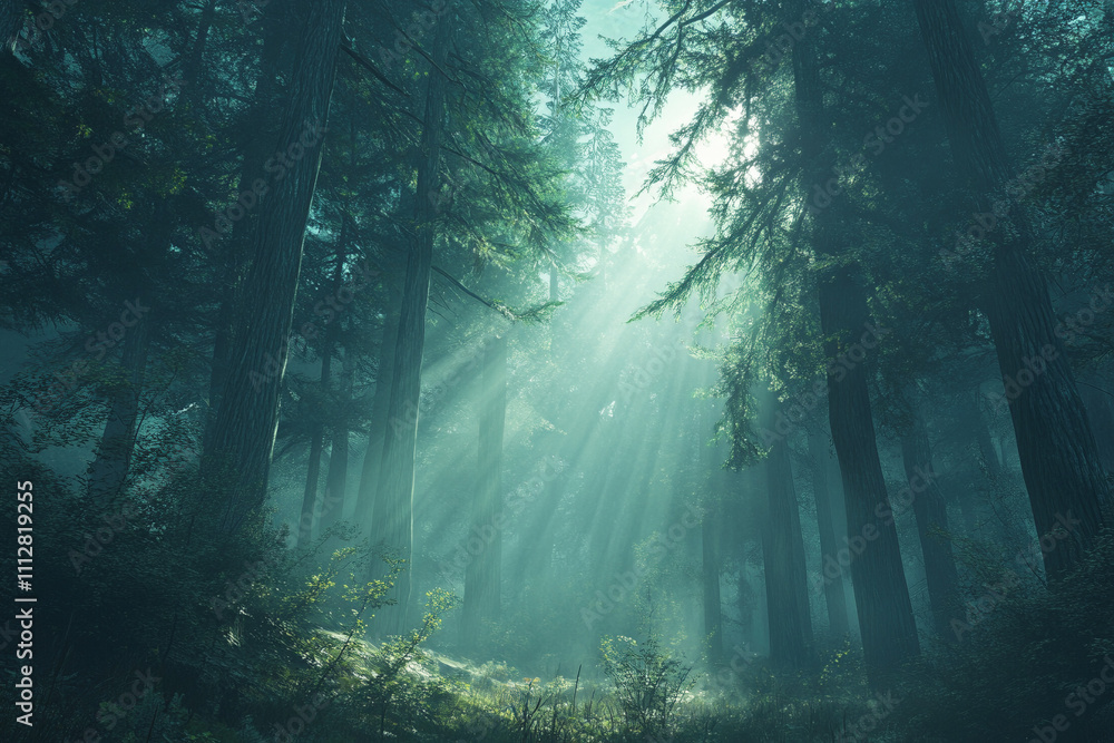 Obraz premium sun rays in the forest