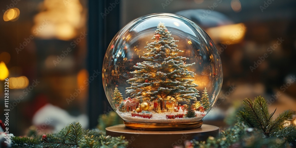 Enchanting Winter Scene Inside a Glass Christmas Ornament Enchanting Winter Scene Inside a Glass Christmas Ornament