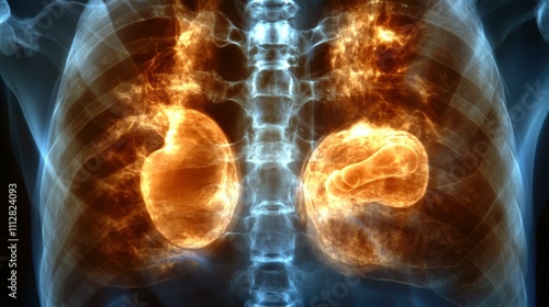 Human organ hologram image Abstract diagnostics Abstract image One main object high quality very detailed