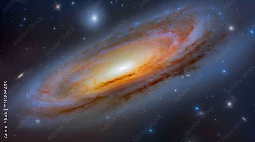 Obraz premium Misty flaring galaxy in dark cosmic void image. Round foggy formation with bright center photography scene wallpaper. Unknown location in space concept photorealistic photo