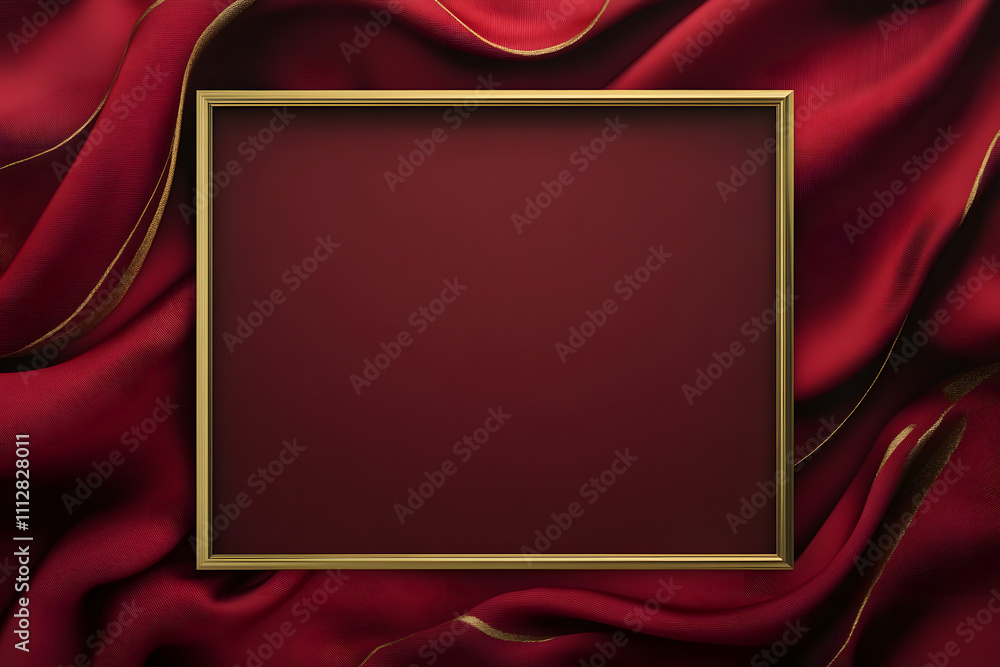 Luxury red background with golden frame and silk texture template. Luxury red background with golden frame and silk texture template.