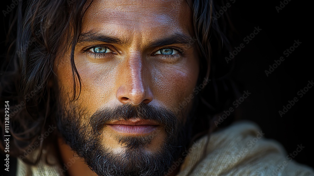 photorealist portrait of jesus christ on black background photorealist portrait of jesus christ on black background
