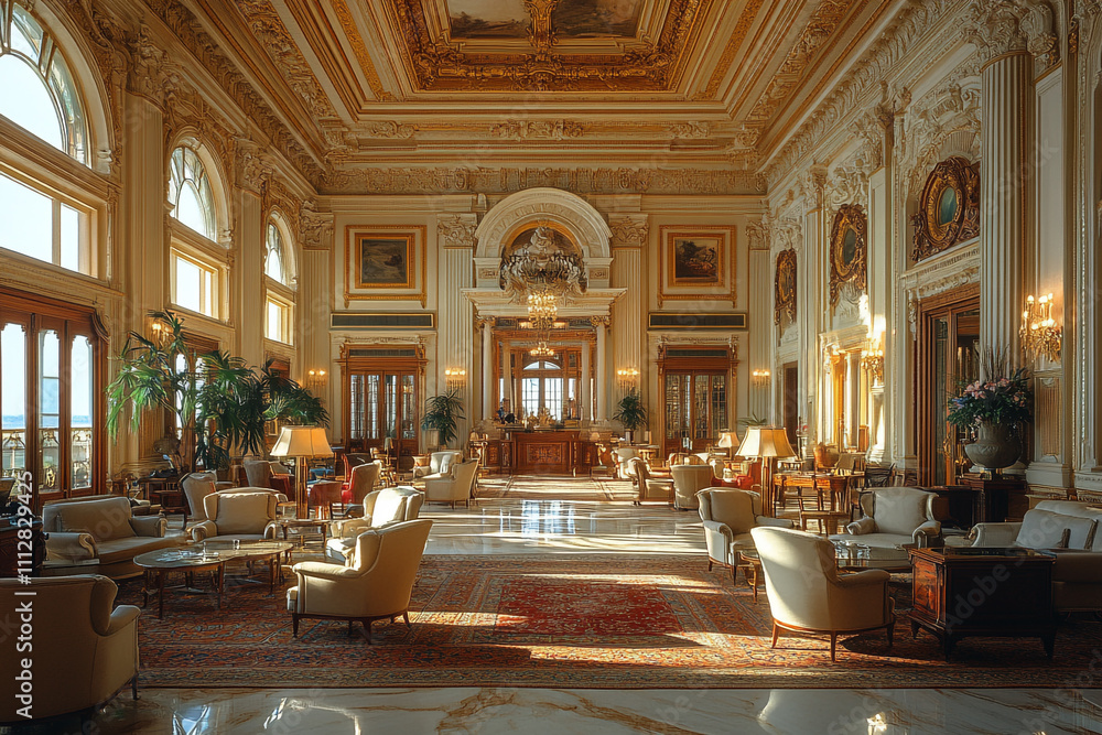 Obraz premium Elegant Grand Hotel Lobby Interior Design