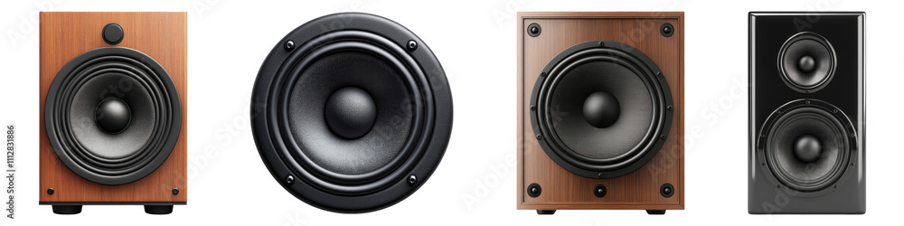 Generic audio speaker isolated on transparent background, Set of Generic audio speaker isolated on transparent background, Set of