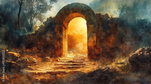 resurrection of jesus the tomb is discovered to be empty life of jesus digital watercolor painting