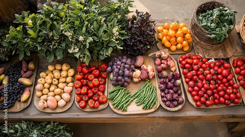 A farm-to-table setup highlighting the journey of sustainably grown produce from the field to the market.