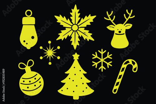Christmas elements set icons design. Christmas vector icons collection on white.