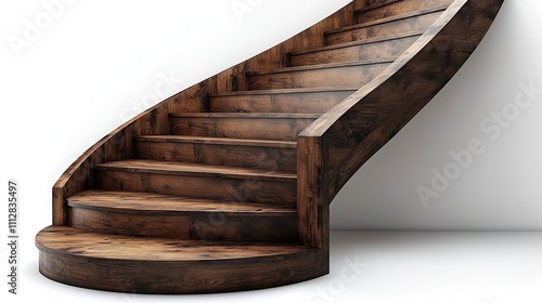 side view of inner stairs with a two tone wood texture white and dark laminated wood and no railing isolated ladder drawing icon design on a white backdro photo