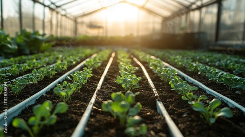 A greenhouse on an organic farm, where organic seedlings are nurtured in a controlled, chemical-free environment.