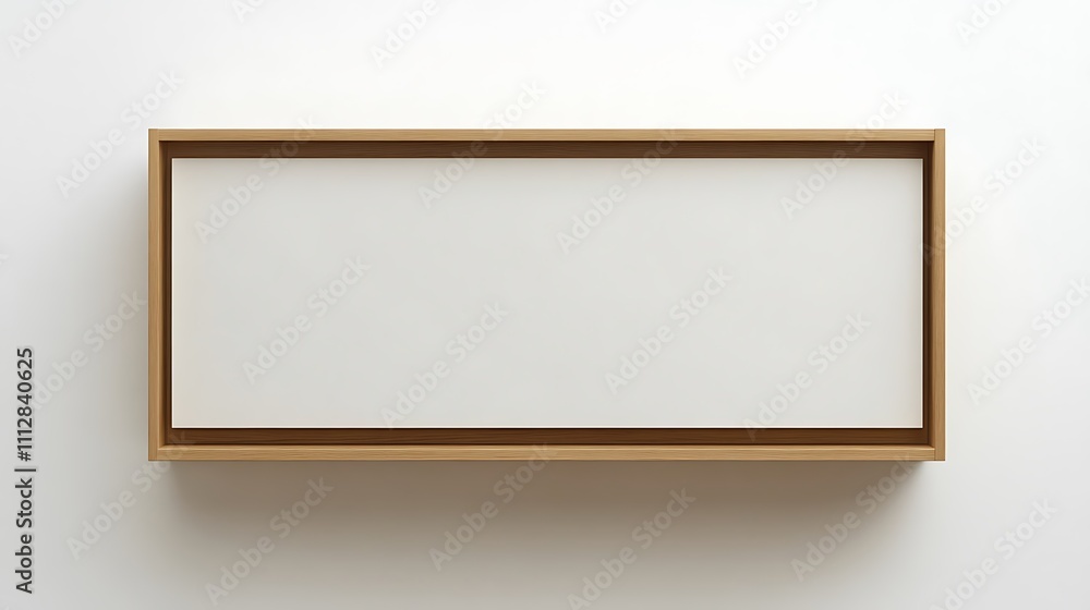 A white frame with a wooden border sits on a white background A white frame with a wooden border sits on a white background